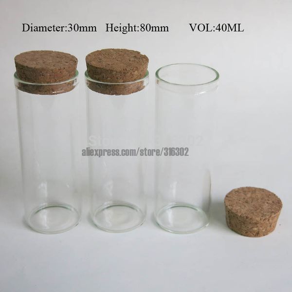 

500pcs/lot 40ml empty glass tube with cork, 40ml jar, cosmetic container,40ml container