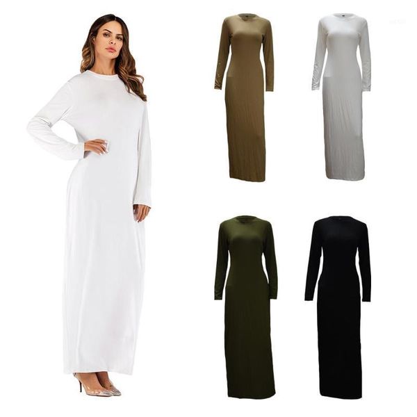 

ramadan dubai muslim women long sleeve maxi dress abaya plain prayer kaftan bodycon slim islamic jilbab robe ladies clothing new1, Red