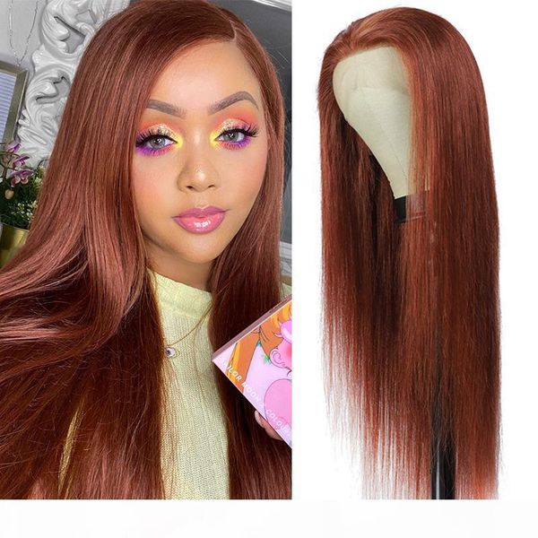 

13x4 lace front human hair wigs soku brazilian straight brown blonde red preplucked lace front wig remy hair wig for black women, Black;brown