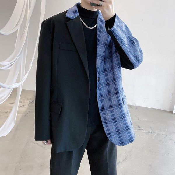 

куртки hombre de vestir плед matching костюм пальто для мужчин blazer xadrez сращивания blazer мужчину для мужчина для мужского костюма, White;black