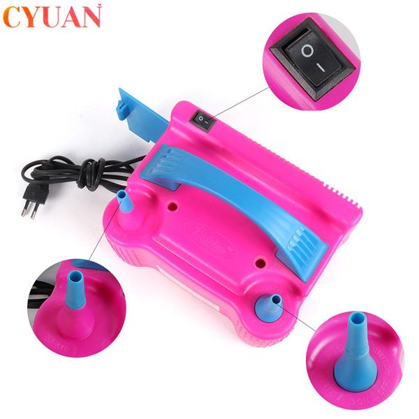 

220v ac electric balloon inflator double hole inflatable air ballon pump birthday balloons fast aerated tool ballons accessories 1027