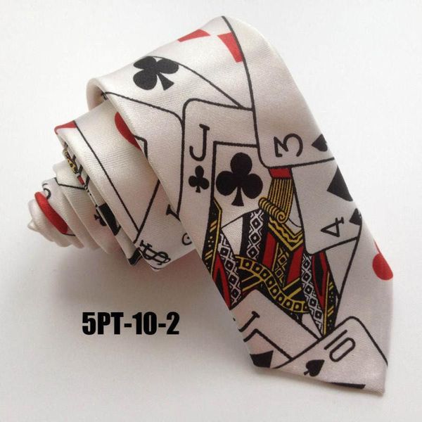 

5cm unique slender tie fashion poker printed necktie with cards pattern, Black;gray
