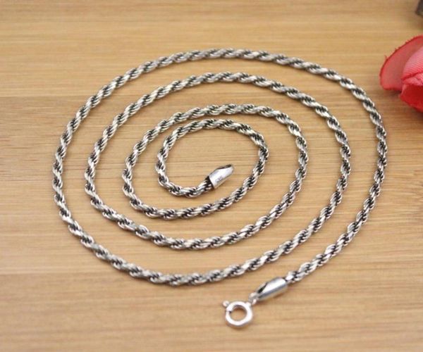 

pure 925 sterling silver necklace width 2mm rope link chain length 21.65"l about 10g for woman man