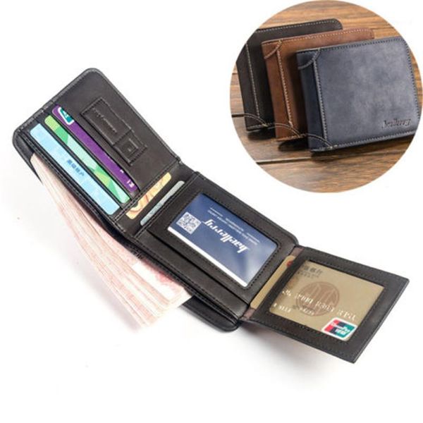 

new men's pu leather bi fold wallet credit id card holder mini purse1, Red;black