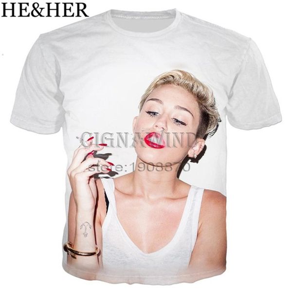 

miley cyrus 3d print shirts humor comics plus size men clothing