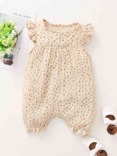 

baby ditsy floral frill trim frill hem romper she, Blue