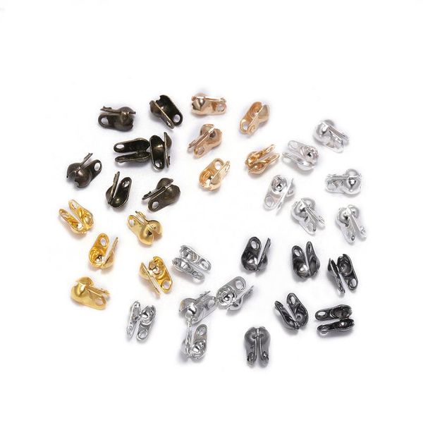 

200pcs 1.5 2.4 3.2mm gold copper calottes crimps beads fit ball chain clasp connectors for diy jewelry making wmtyry, Silver