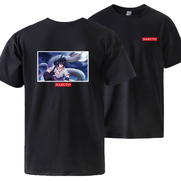 

naruto uchiha sasuke mens summer loose fit sportswear cool short sleeve round neck black tee sport hooded sweatshirt hoodie men t shirt