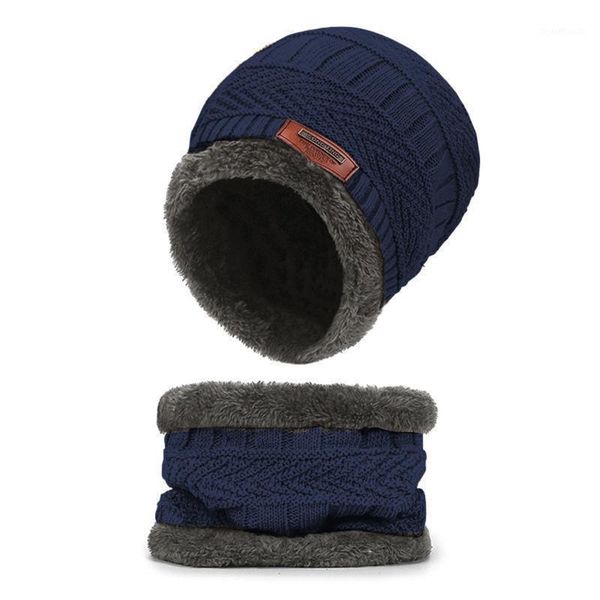 

2020 winter beanie hats scarf set warm knit hat skull cap neck warmer with thick fleece lined winter hat and scarf for men women1
