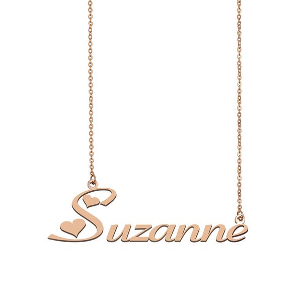 

Suzanne Name Necklace Custom Nameplate Pendant for Women Girls Birthday Gift Kids Best Friends Jewelry 18k Gold Plated Stainless Steel, Silver