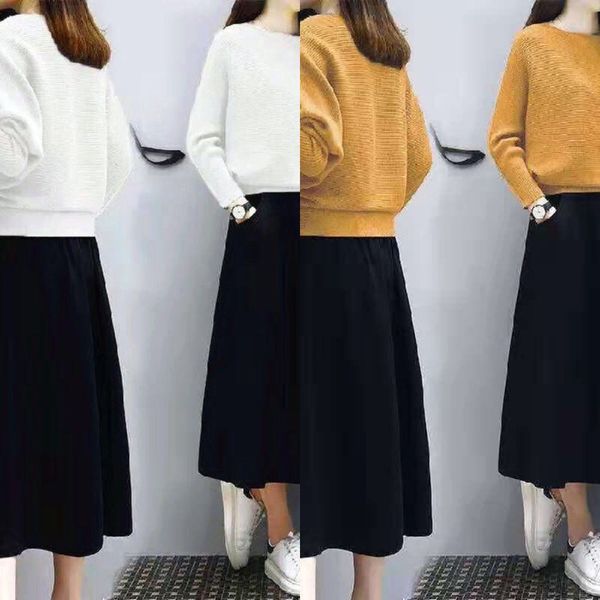 

осенью и зимой юбка юбка 2020 новой мода корейских трикотажных женских юбки иностранного стиль костюм случайной свободный большой два куска, Gray