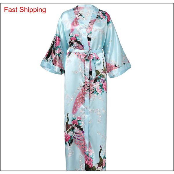 

gray women long printed robe floral&peacock bride bridesmaid dressing gown rayon sleepwear leisure kimono b qylmzz packing2010