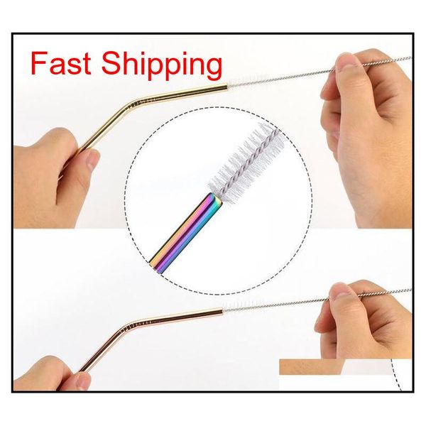 

colorful 304 stainless steel drinking straw 8.5" straight bent reusable straws juice qylyaj my_home2010