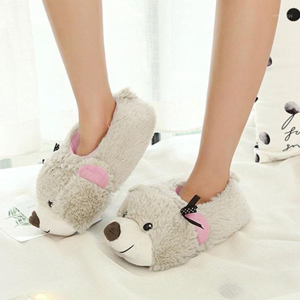 

couple winter soft bear home slipper shoes for woman cotton slippers cute household plush cotton indoor slipper zapatos de mujer1, Black