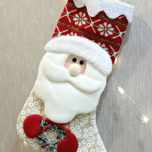 

christmas decorations christmas stockings white snowman santa claus socks children's gift bag scene layout