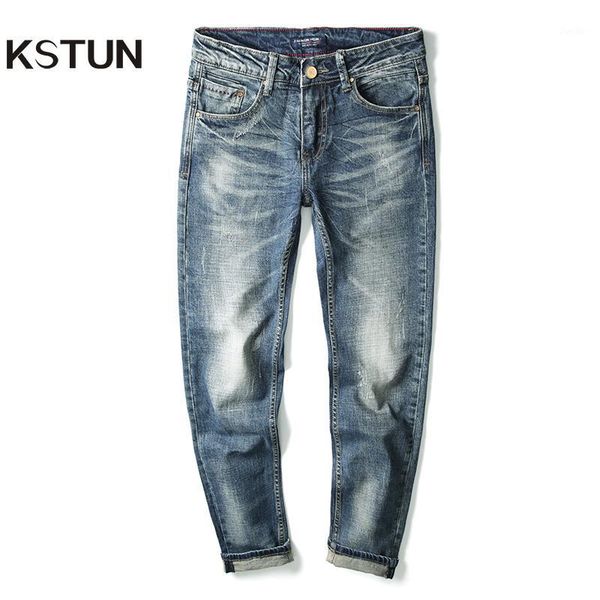 

kstun men jeans retro blue elsticity heavyweight slim fit streetwear fashion pockets denim pantalones hombre jeans para hombre1