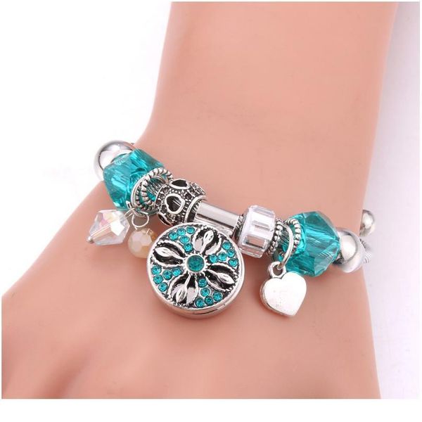 

2019 new elasticity snap button bracelet heart bangles beads jewelry making snap bracelet fit 18mm snap buttons bbyrku, Golden;silver