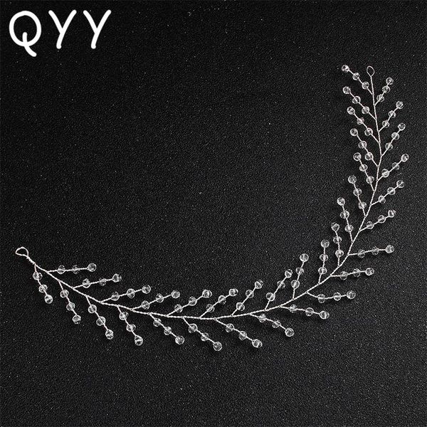 

qyy simple crystal handmade vine wedding headband hair accessories tiara bridal hair ornaments decoration for women bbytub lipper, Black;brown