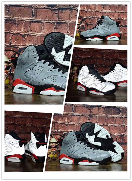 

2020 new vi reflective light 6 6s children basketball shoes boy girl youth kid sport running basketball boots sneaker size 28-35, Black