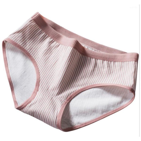 

6pcs breathable elastic daily striped pattern seamless underwear bulifter mid waist soft women panties casual briefs triangle1, Black;pink