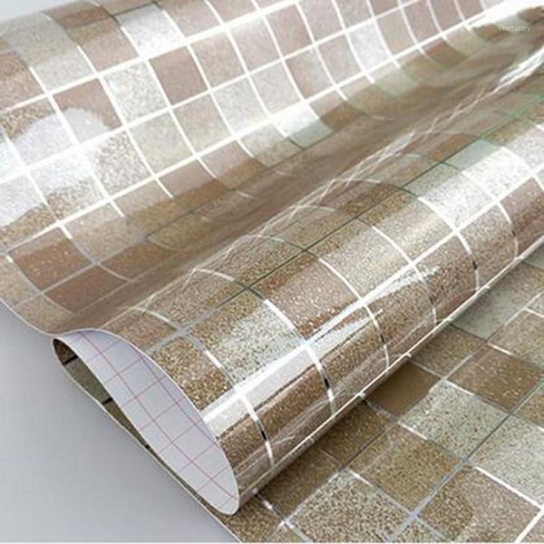 

wall stickers 45x200cm mosaic 5 colors aluminum foil self-adhensive anti oil wallpaper for kitchen high temperature resistant1