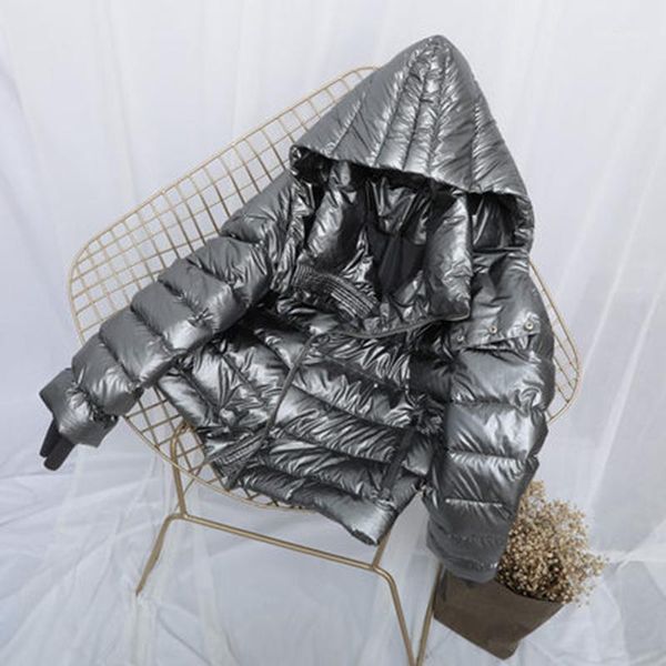 

2020 new women's down jacket winter glossy silver/black/red/blue plus size hooded parka outerwear down padded coats female1
