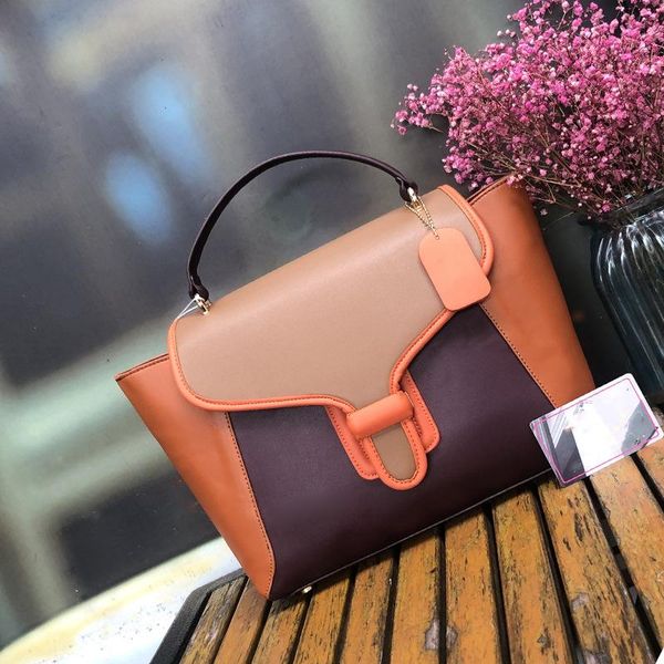 

female bag 2020 new european and american retro color matching fashion hand-held shoulder large capacity catfish bag messenger