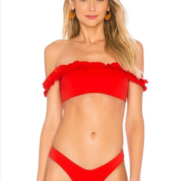 

2020 special fabric red triangle bikini swimsuit for women, White;black