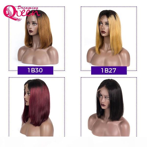 

13x6 коротких человеческий боб волоса парики для женщин ombre 1b 27 honey blonde бразильской фронта шнурка человеческих волос парики сорванн, Black;brown