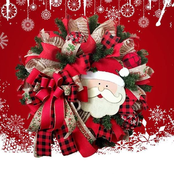 

christmas wreath decorations wooden luminous elk santa claus christmas tree wall pendant ornament for home festival decoration
