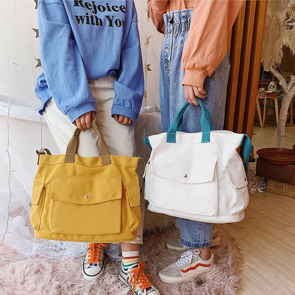 

big bag single shoulder shopping bag patchwork canvas cloth crossbody black yellow white reusable totes bolsas female