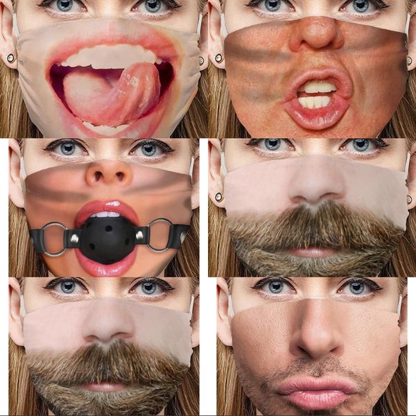 

men women protective face mask funny pattern printing dustproof reusable foldable washable personality fashion black mouth masks 4 5wsa j2