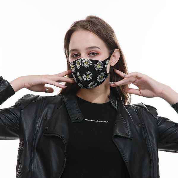 

fast shipping 2020 ins small daisy cotton cloth mask fashion black leopard print personality face masks pattern breathable mask f7502