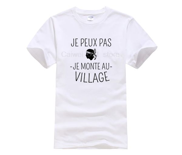 

casual o neck loose summer t shirt for men corsica je peux pax je monte au village cotton men's cool short sleeve t shirt 1021, White;black
