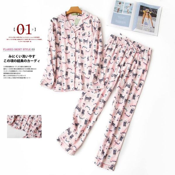 

female autumn and winter cotton suit lounge negligee pajamas long-sleeved cute casual korean loose cartoon home service pajamas1, Black;red