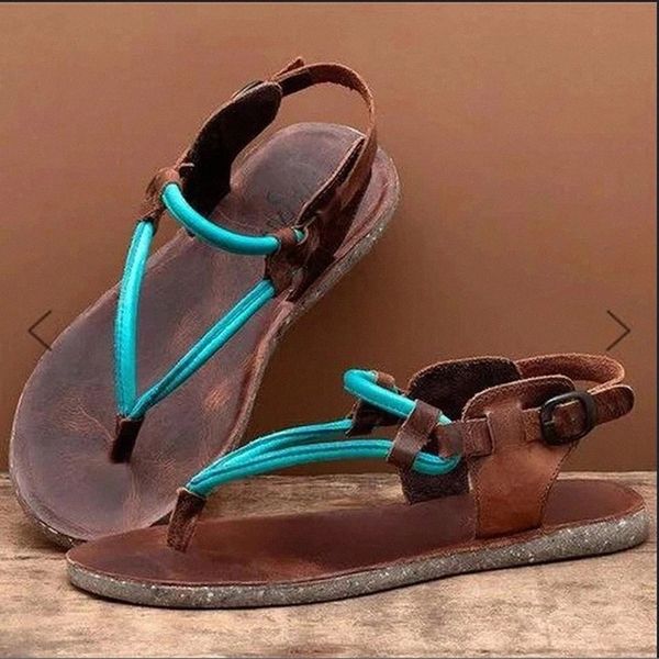 

blwbyl summer clip-toe leather sandals zip flip-flop sandals large size flat comfort breath comfortable shoes slip-on beach #at7e, Black