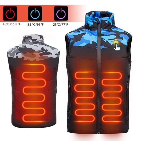 

2020 heating vest children camouflage washable usb charging heating warm vest control temperature outdoor for camping hiking, Gray;blue