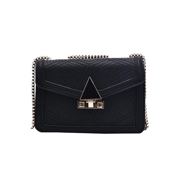

womens shoulder bags fashion embroidered line chain joker bag women's small fresh personality lock cross-body small square bag