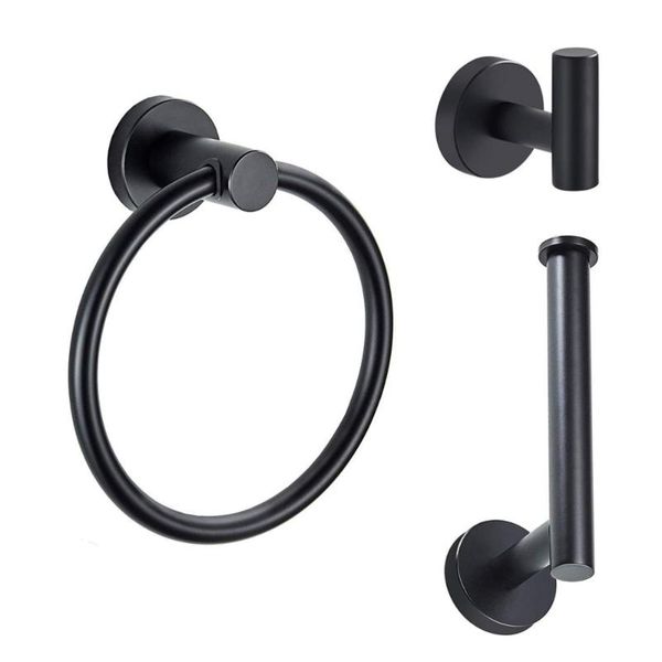

3pcs wall-mounted towel ring bathroom towel hanging rod paper rack