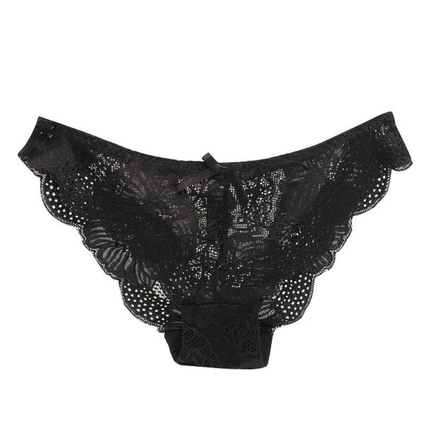 

women's panties ostrich 1pc breathable women transparent low waist cotton hollow bow lace briefs underwear lingerie, Black;pink
