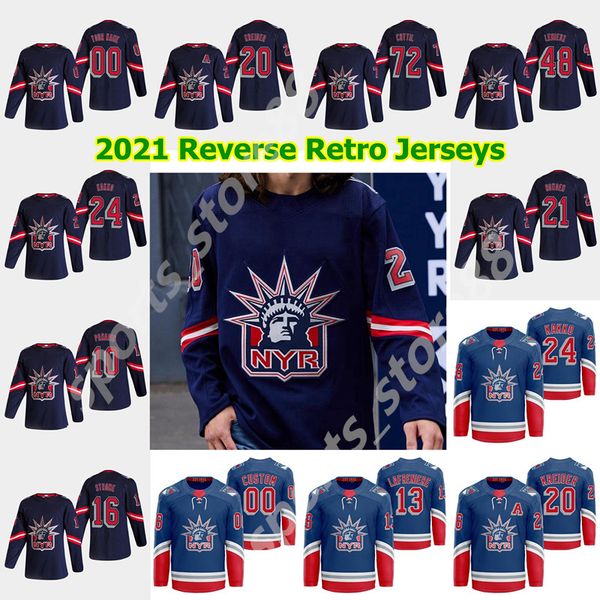 

new york rangers 2021 reverse retro hockey jerseys 13 alexis lafreneere jersey artemi panarin henrik lundqvist mika zibanejad custom stitche, Black;red