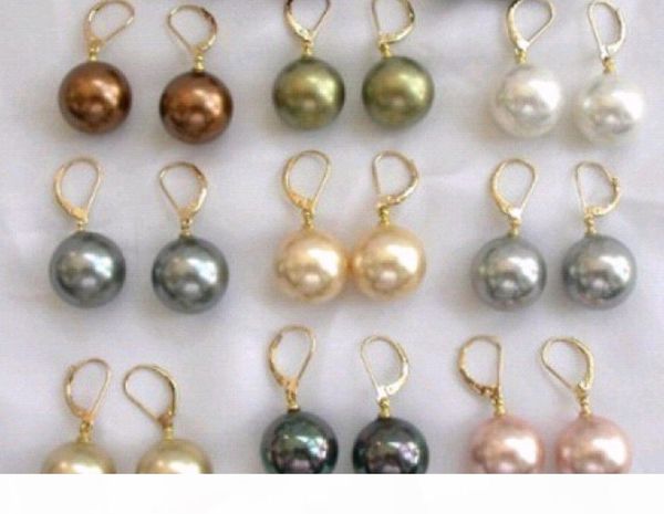 

wholesale 18pcs 9 pair 10mm south sea shell pearl earring, Silver