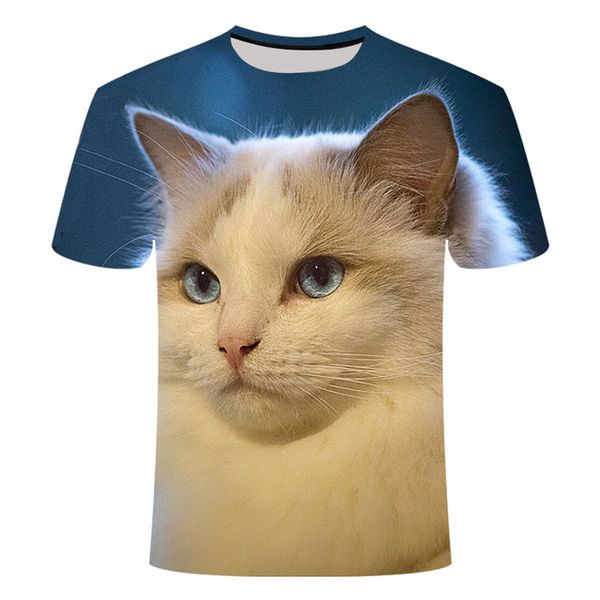 

cat summer white cat 3d print shirts anime plus size horror men clothing