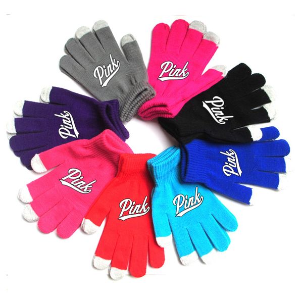 

candy colors men women touch screen glove outdoor elastic winter soft gloves windproof knit warm mittens, Blue;gray
