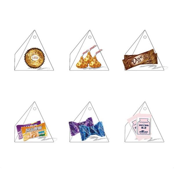 

gift wrap 50pcsrose red triangular pyramid sweet candy box wedding favors paper boxes