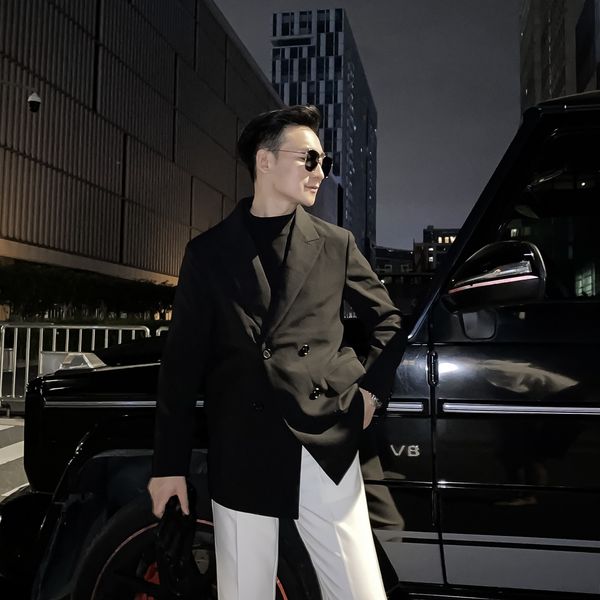 

daio ethan design loose double breasted solid color casual single suit coat