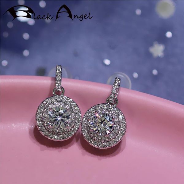 

stud black angel 14k rose gold dainty diamond earring for women fine jewelry kolczyki orecchini silver 925 cz earrings, Golden;silver
