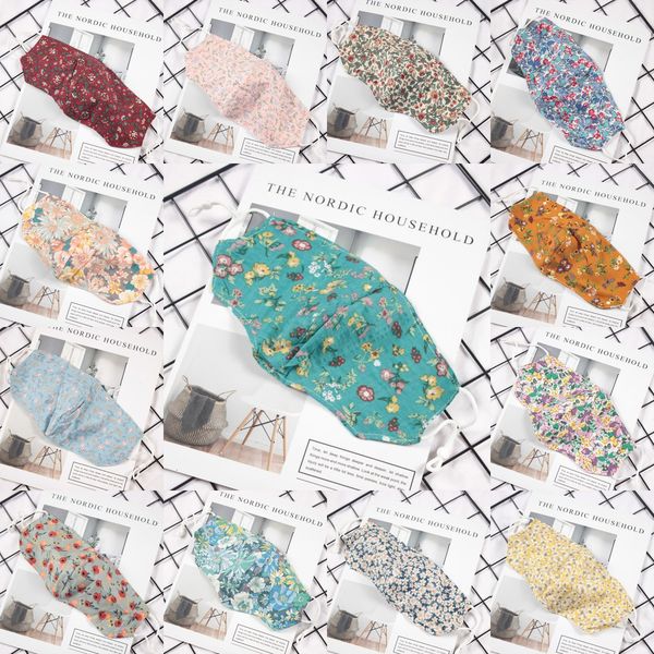 

dhl shipping floral pattern mask fashion washable cotton fabr adjustable ear bands suitable for cycling camping travel f ogmct, Black