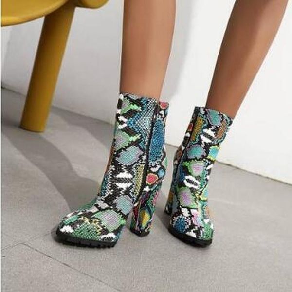 

boots women chunky high heels pumps ankle autumn warm gladiator booties plus size shoes zapatos de hombres personlizar d1811, Black