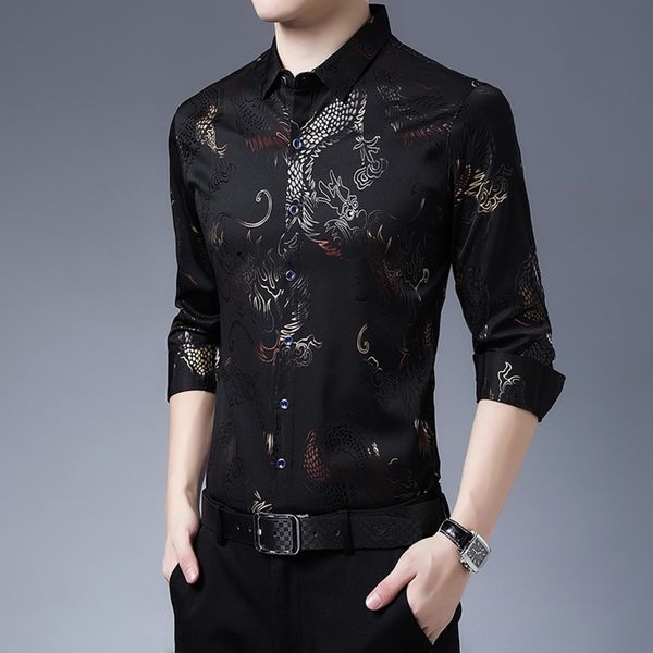 

2020 осени нового длинный рукава мужских молодые и средний возраст мужчин легко носить и морщины устойчивость модно печататься рубашка вскол, Blue